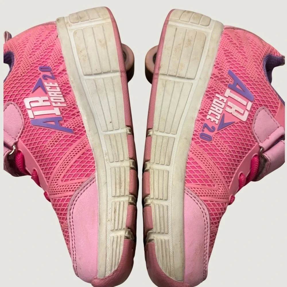 Kingka Sports Air Force US 2-3 Girls Pink Wheeled Roller Shoes heelies